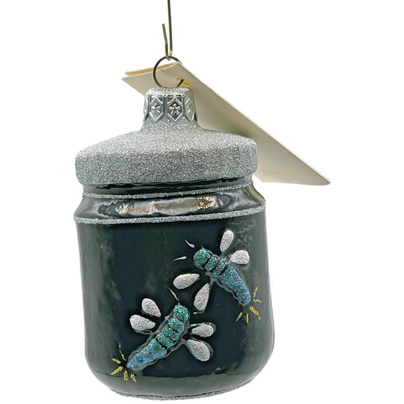 Patricia Breen Firefly Jar Black Bugs Silver Rim Spring Christmas Tree Ornament - Picture 1 of 10